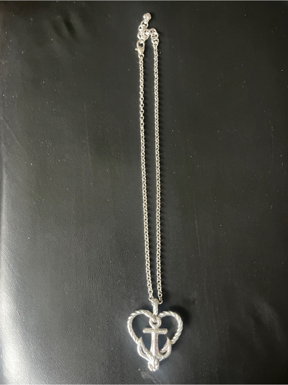 Silver Heart Pendant Necklace with Anchor Motif - Women Jewelry